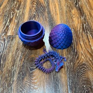 Purple & Blue 3D Gradient Dragon Egg & 12” 3D Printed Dragon
